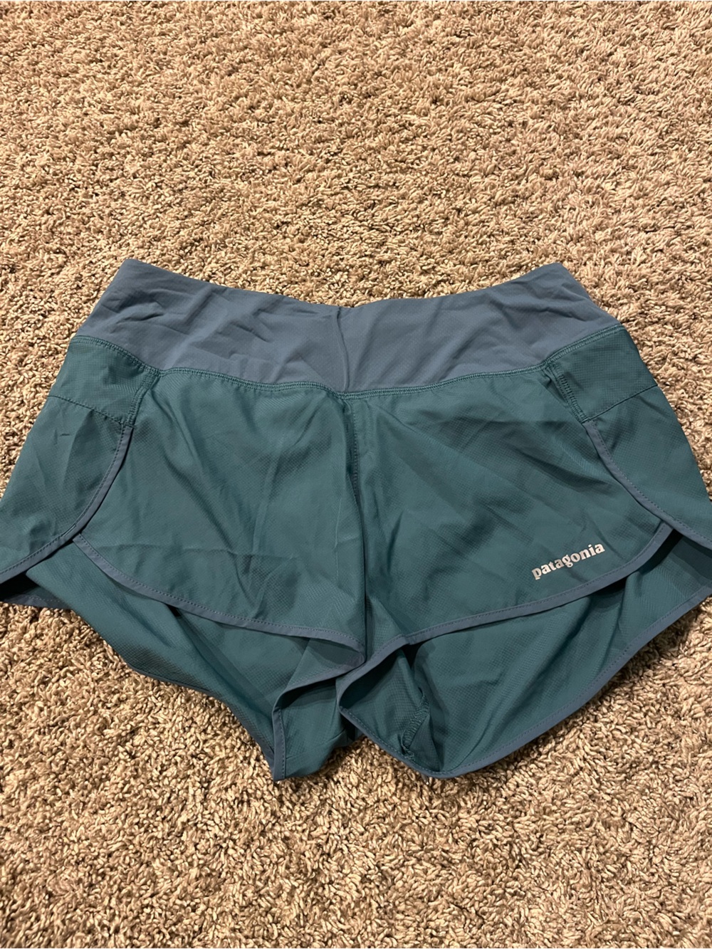 Patagonia Teal and Slate Blue Women's Running Shorts